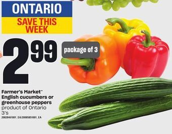 Independent City Market Farmer's market™ english cucumbers or greenhouse peppers, 3's offer