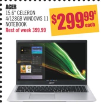 Shoppers Drug Mart Acer 15.6" celeron 4/128gb windows 11 notebook offer