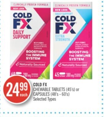 Shoppers Drug Mart Cold fx chewable tablets (45's) or capsules (48's - 60's) offer