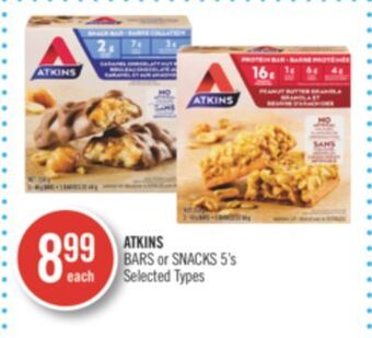 Shoppers Drug Mart Atkins bars or snacks 5's offer
