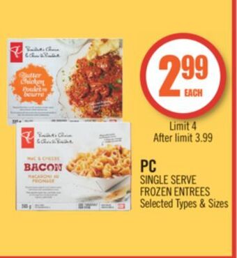 Shoppers Drug Mart Pc single serve frozen entrees offer