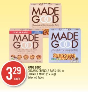 Shoppers Drug Mart Made good organic granola bars (5's) or granola minis (5 x 24g) offer