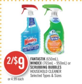 Shoppers Drug Mart Fantastik (650ml), windex (765ml - 950ml) or scrubbing bubbles household cleaner offer