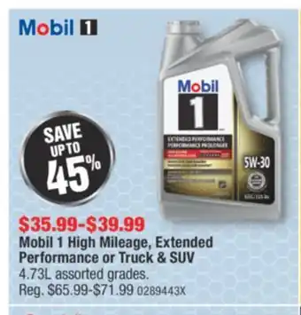 PartSource Mobil 1 high mileage, extended performance or truck & suv offer
