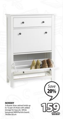 JYSK Nordby 3-drawer shoe cabinet offer