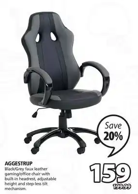 JYSK Aggestrup black/grey faux leather gaming/office chair offer