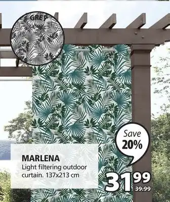 JYSK Marlena light filtering outdoor curtain offer