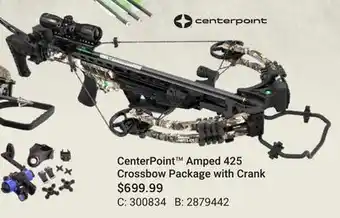 Bass Pro Centerpoint™ amped 425 crossbow package with crank offer