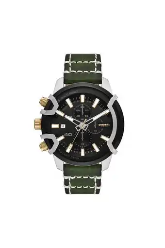 Diesel Griffed chronograph green leather watch offer
