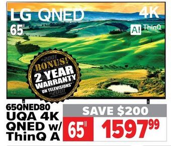 2001 Audio Video Lg 65" uqa 4k qned w/ thinq a offer