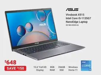 Visions Electronics Vivobook x515 intel core i5-1135g7 nanoedge laptop offer