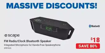 Visions Electronics Escape fm radio/clock bluetooth speaker offer