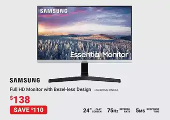 Visions Electronics Samsung 24" full hd monitor with bezel-less design offer