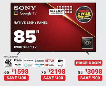 Visions Electronics Sony google tv native 120hz panel 65" offer