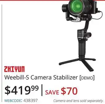 Vistek Zhiyum weebill-s camera stabilizer [demo] offer
