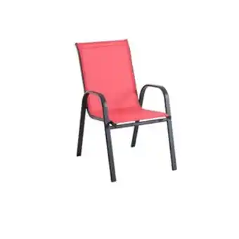 Lowe's Style selections red stackable patio chair with black metal frame offer