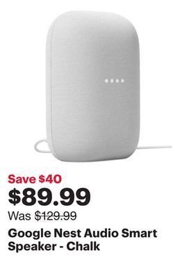 Best Buy Google nest audio smart speaker - chalk offer