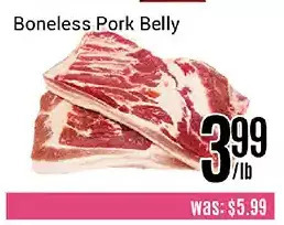 Nations Fresh Foods Boneless pork belly offer