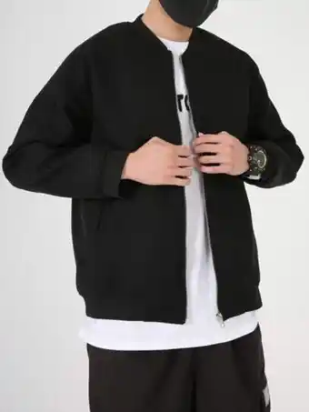 SheIn Men zip up solid bomber jacket without tee offer