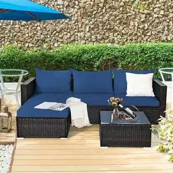 Best Buy Costway 5pcs patio rattan furniture set sectional conversation sofa w/ coffee table offer