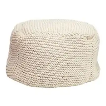 Lowe's Allen + roth 14-in x 18-in outdoor cream polyester pouf offer