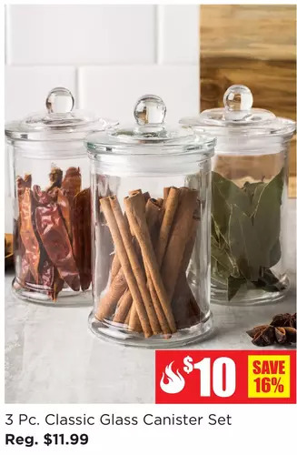 Kitchen Stuff Plus 3 pc. classic glass canister set offer