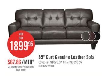 The Brick Curt genuine leather sofa - grey offer