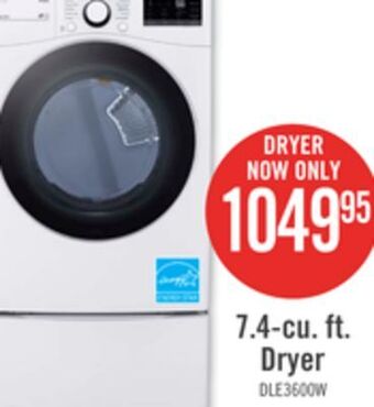 The Brick Lg 7.4 cu. ft. electric dryer with ai sensor dry™ - dle3600w offer
