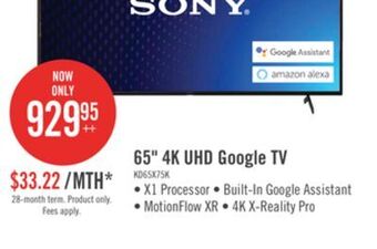 The Brick Sony bravia 65" x75k 4k hdr smart tv - 2y4369 offer