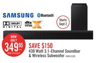 The Brick Samsung 430 w 3.1-channel soundbar with wireless subwoofer - hw-b650/zc offer