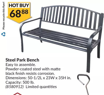 Princess Auto Steel park bench offer