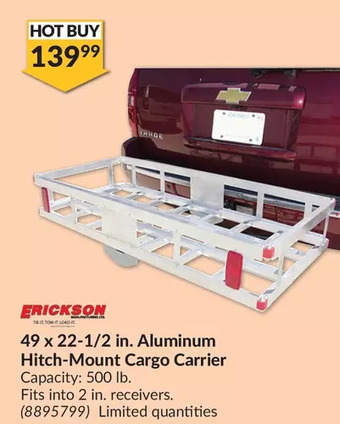Princess Auto Erickson 49 x 22-1/2 in. aluminum hitch-mount cargo carrier offer