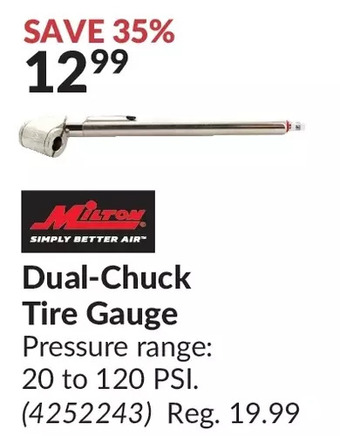 Princess Auto Milton dual-chuck tire gauge offer