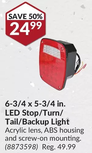 Princess Auto 6-3/4 x 5-3/4 in. led stop/turn/tail/backup light offer