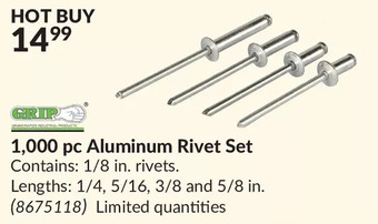 Princess Auto Grip 1,000 pc aluminum rivet set offer