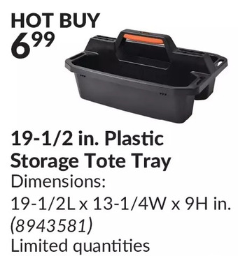 Princess Auto 19-1/2 in. plastic storage tote tray offer