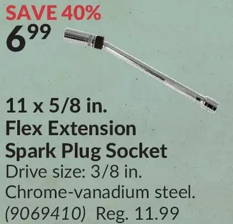 Princess Auto 11 x 5/8 in. flex extension spark plug socket offer