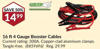 Princess Auto Grip 16 ft 4 gauge booster cables offer