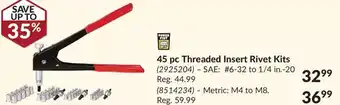 Princess Auto Power fist 45 pc threaded insert rivet kits sae | metric offer
