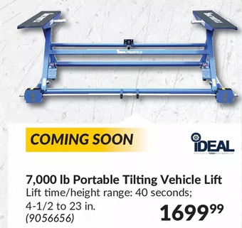 Princess Auto 7,000 lb portable tilting vehicle lift offer