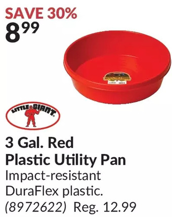 Princess Auto 3 gal. red plastic utility pan offer