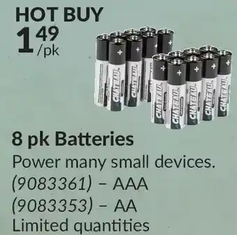 Princess Auto 8 pk batteries offer
