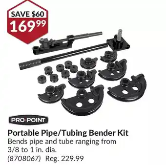 Princess Auto Pro.point portable pipe/tubing bender kit offer