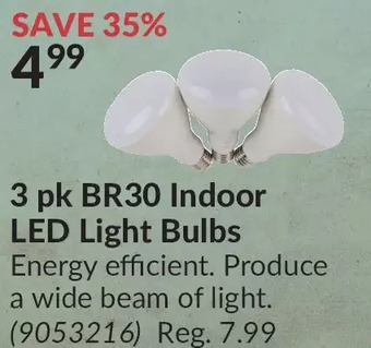 Princess Auto 3 pk br30 indoor led light bulbs offer