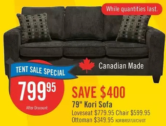 The Brick 79" kori sofa | loveseat | chair | ottoman offer