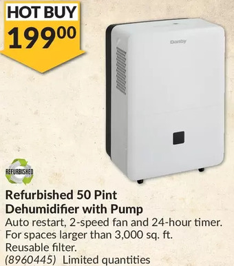 Princess Auto Refurbished 50 pint dehumidifier with pump offer