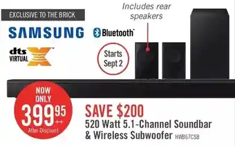 The Brick Samsung soundbar with wireless subwoofer and rear speaker kit offer
