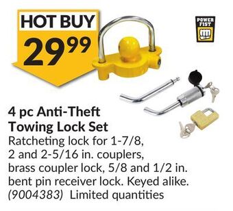 Princess Auto 4 pc anti-theft towing lock set offer