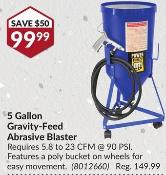 Princess Auto 5 gallon gravity-feed abrasive blaster offer