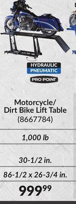 Princess Auto Motorcycle/dirt bike lift table offer
